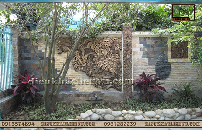 Phù điêu hoa lá đơn giản mà sang trọng